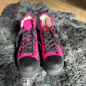 R13 Fuchsia and Black High-Top Sneakers